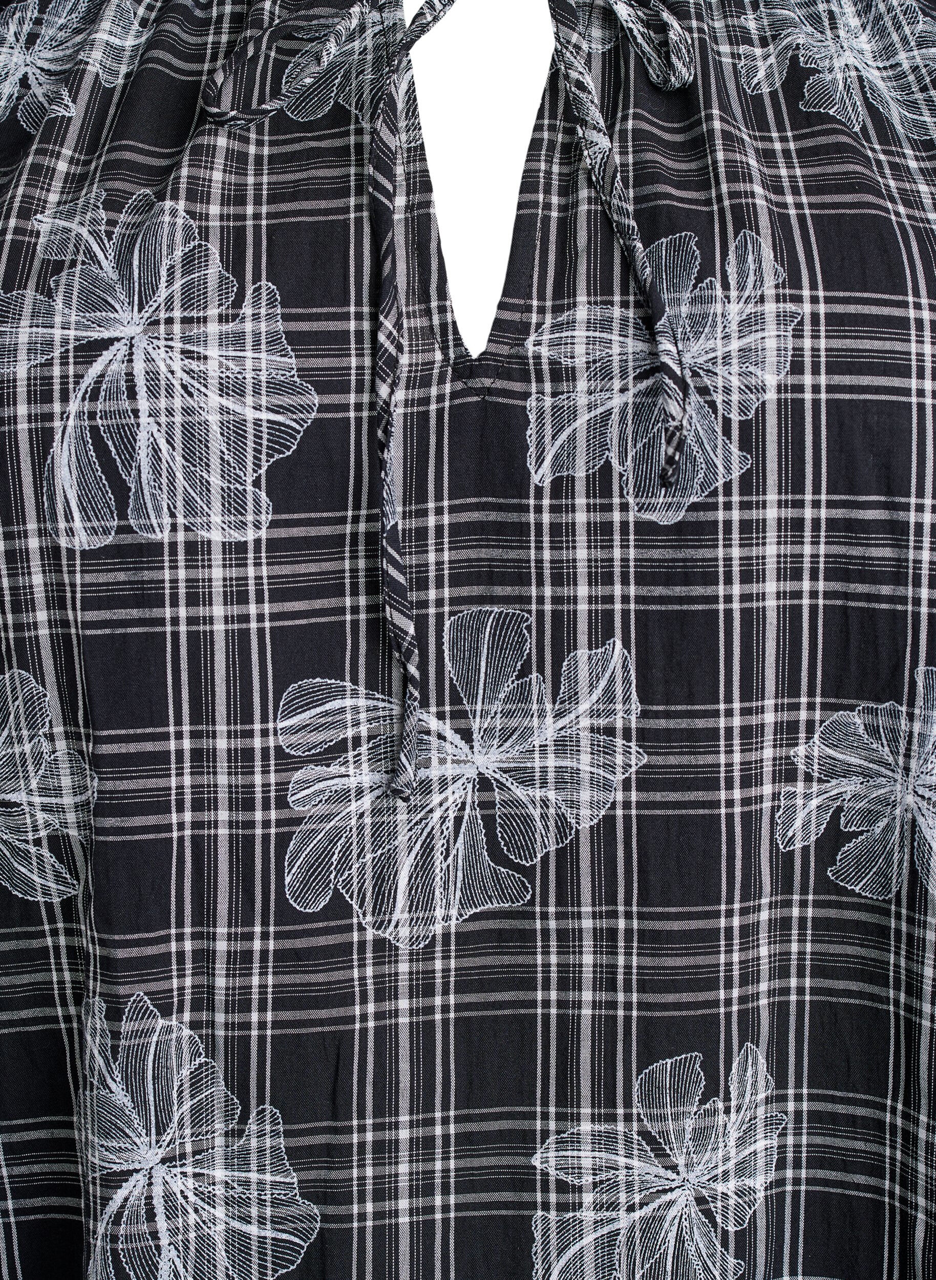 Zizzifashion Short dress with check and floral print, Black, Packshot image number 2