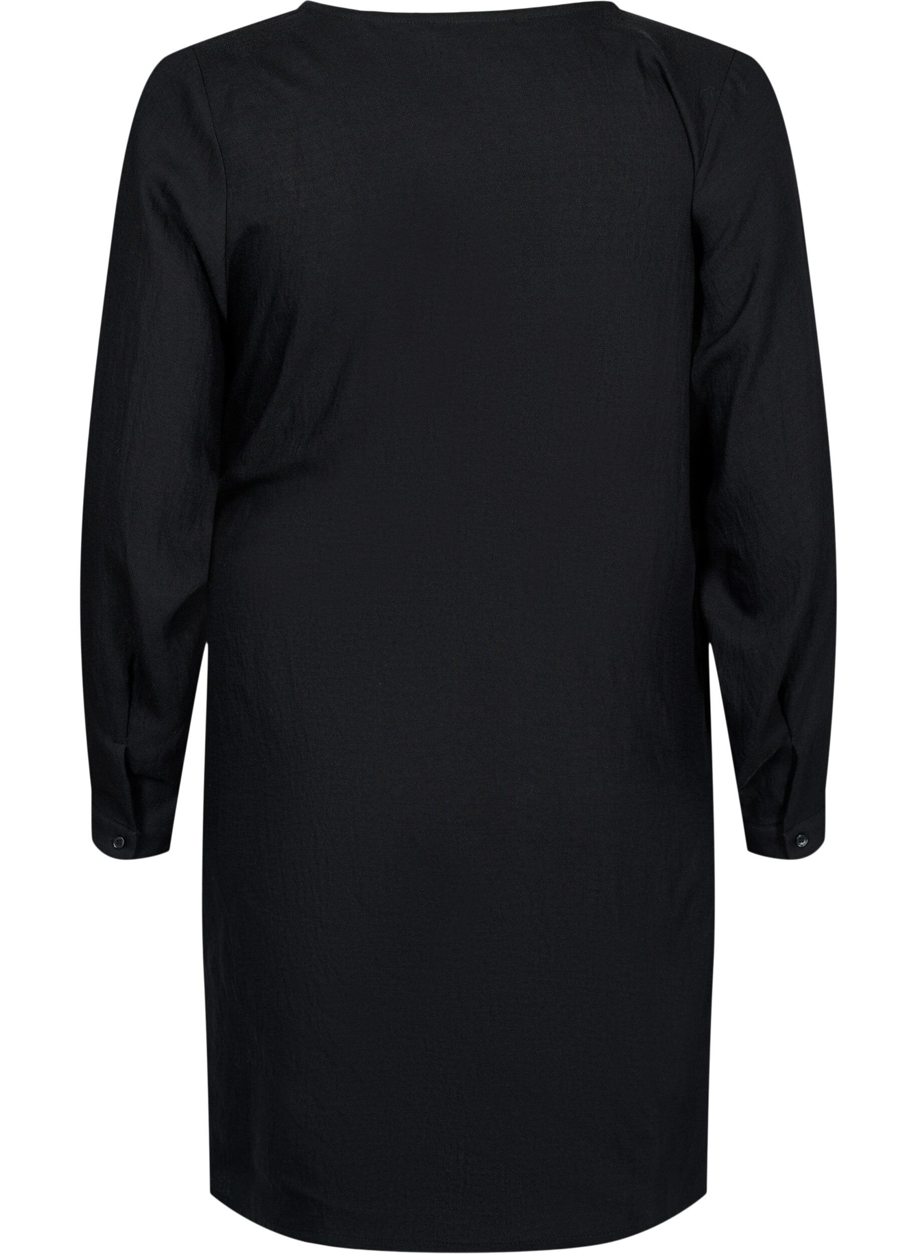 Zizzifashion Long sleeve viscose dress with a wrap look, Black, Packshot image number 1
