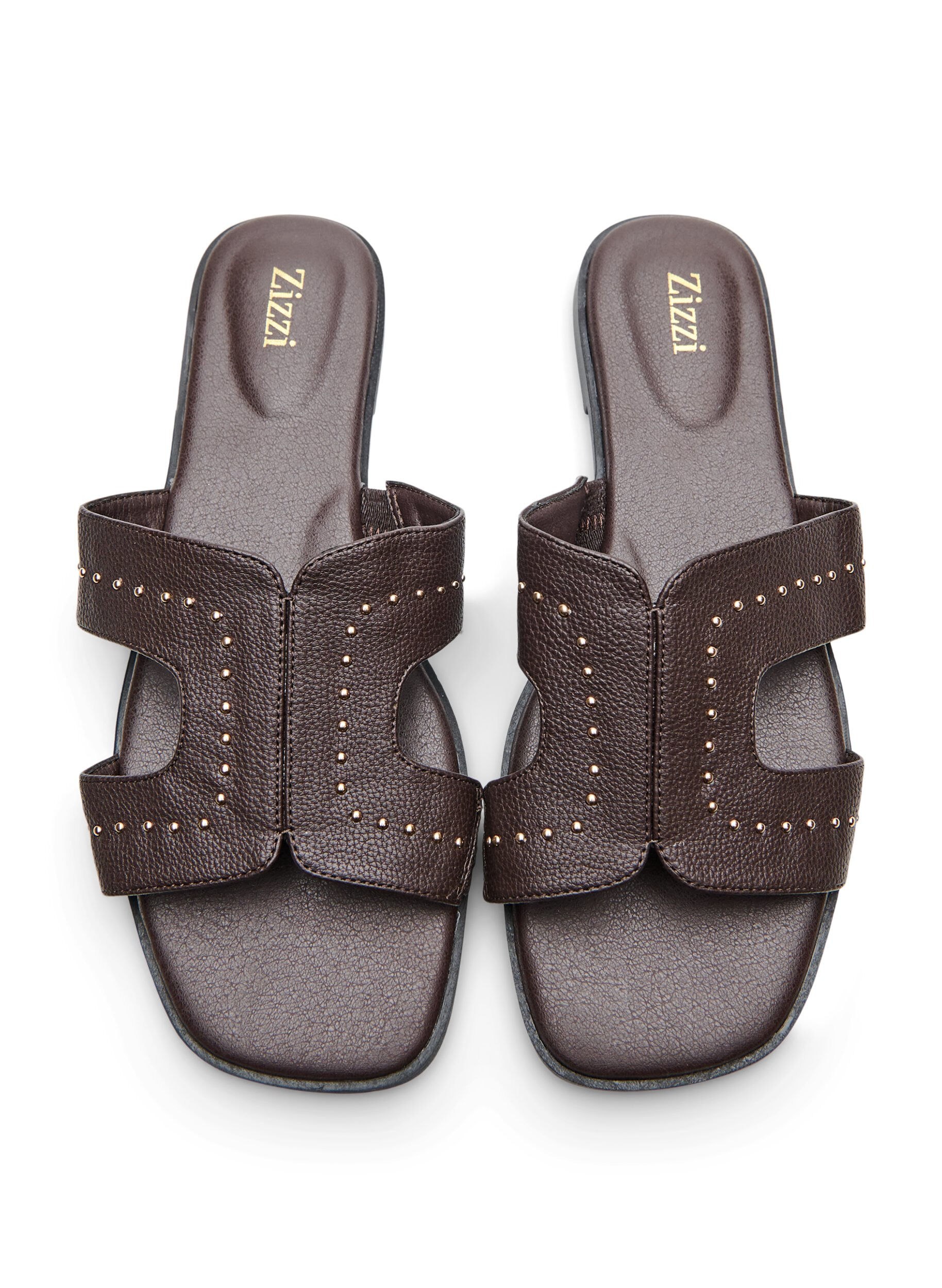 Zizzifashion Flat sandals with studs, Brown, Packshot image number 2
