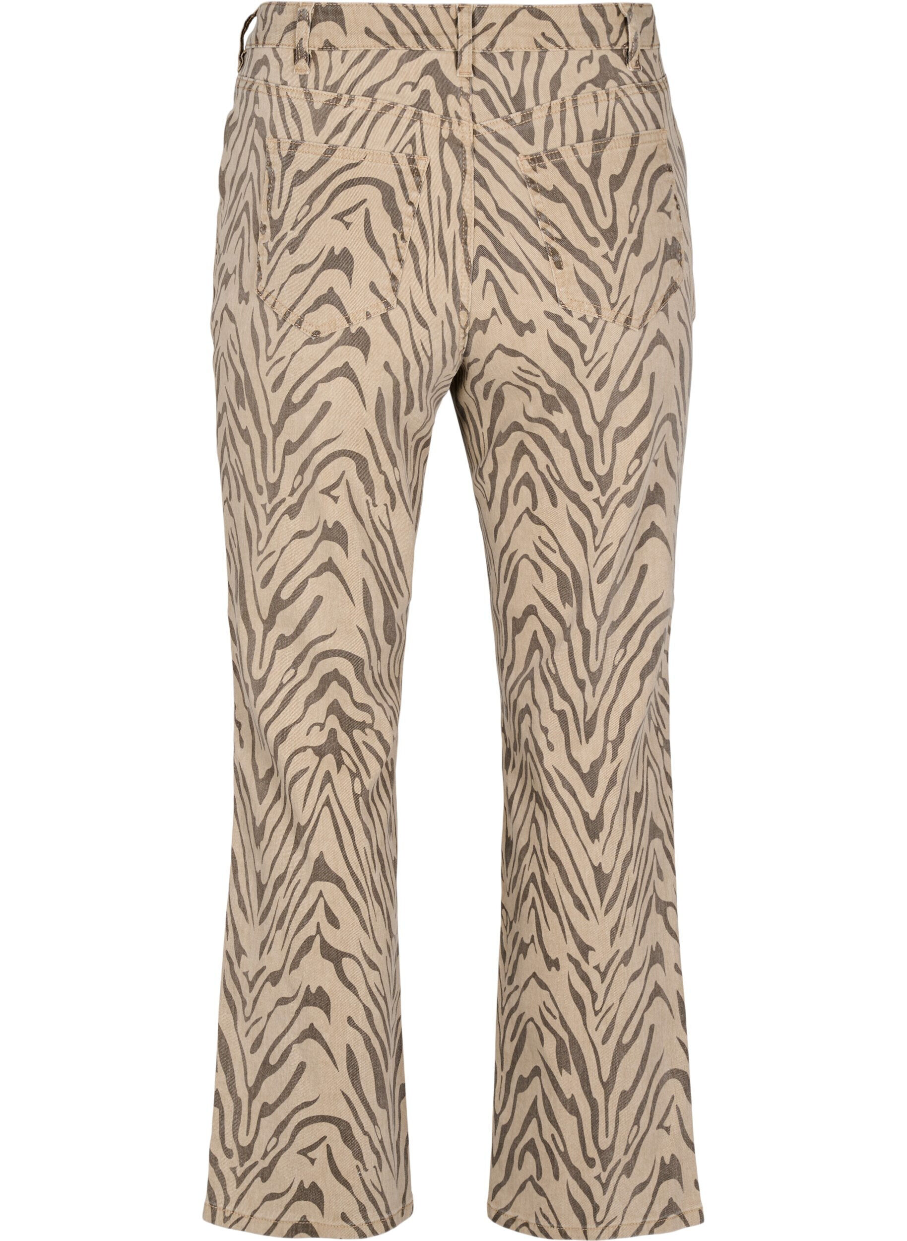 Zizzifashion Regular fit jeans with zebra print, Brown, Packshot image number 1