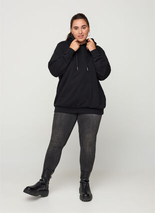 Sweatshirt with hood and pockets, Black, Model image number 2
