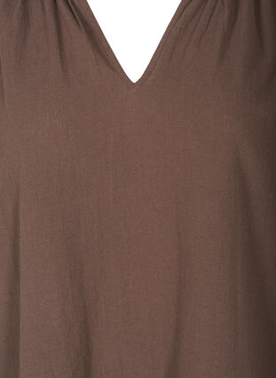 Short cotton tunic with a V-neck, Brown, Packshot image number 2