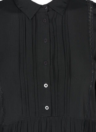 Viscose dress with a lace ribbon, Black, Packshot image number 2