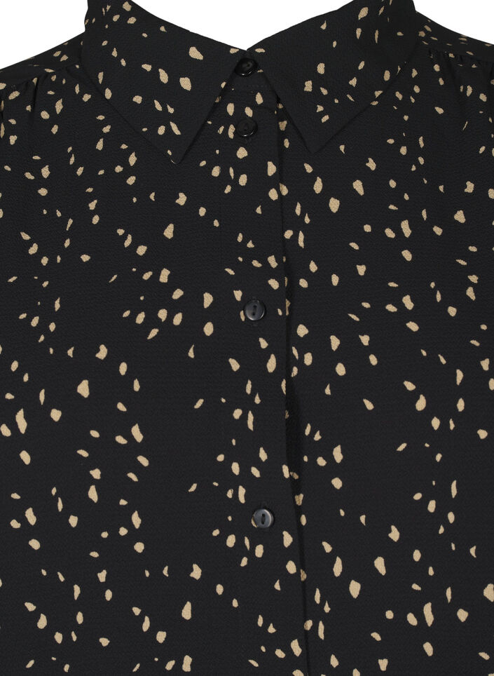 Dotted shirt with collar, Black w. Dot AOP, Packshot image number 2