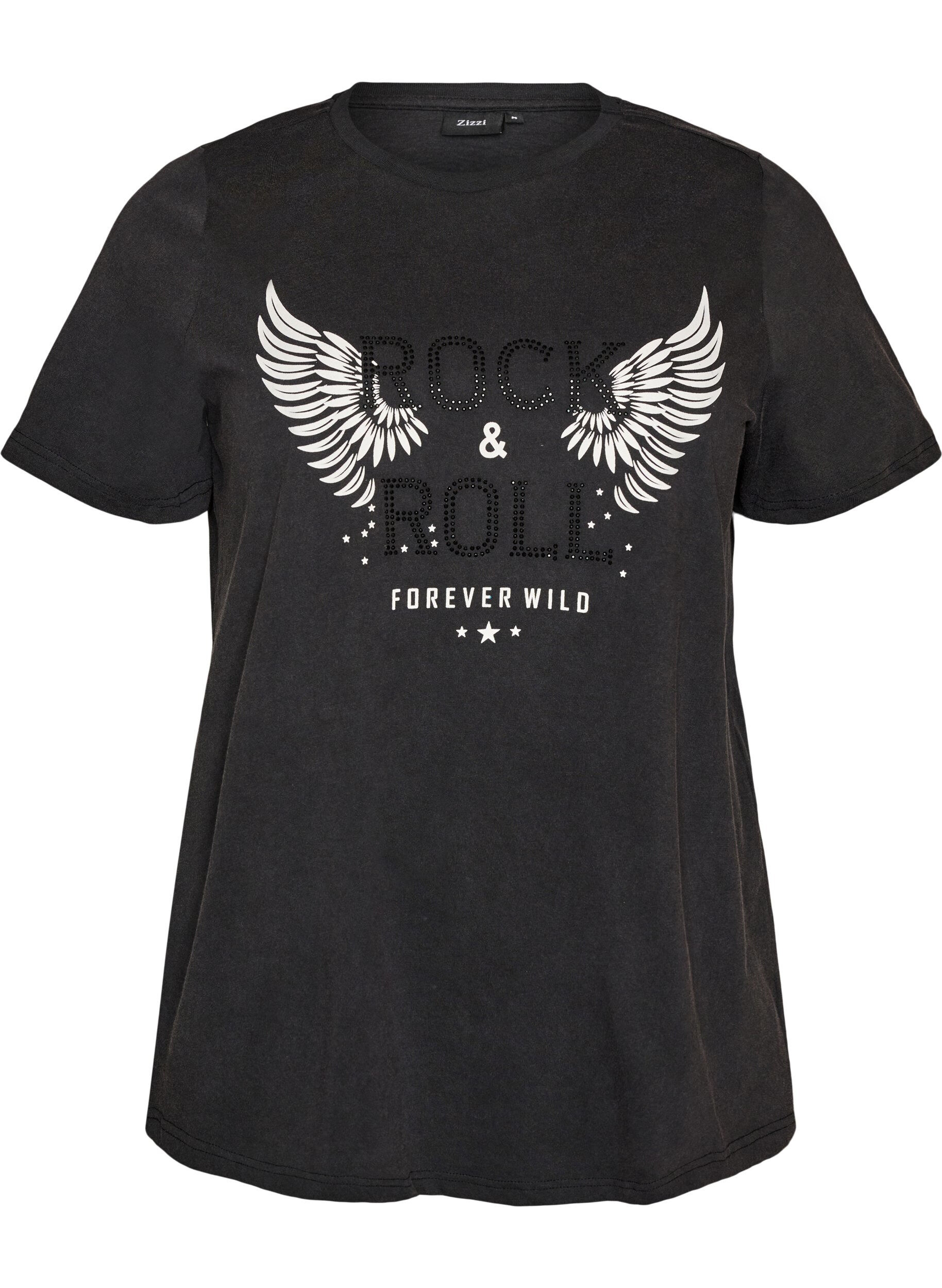 ZizzifashionOrganic cotton t-shirt with print, Black, Packshot image number 0