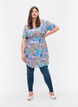 Patterned dress with drawstring details, Blue Rose Flower, Model image number 2