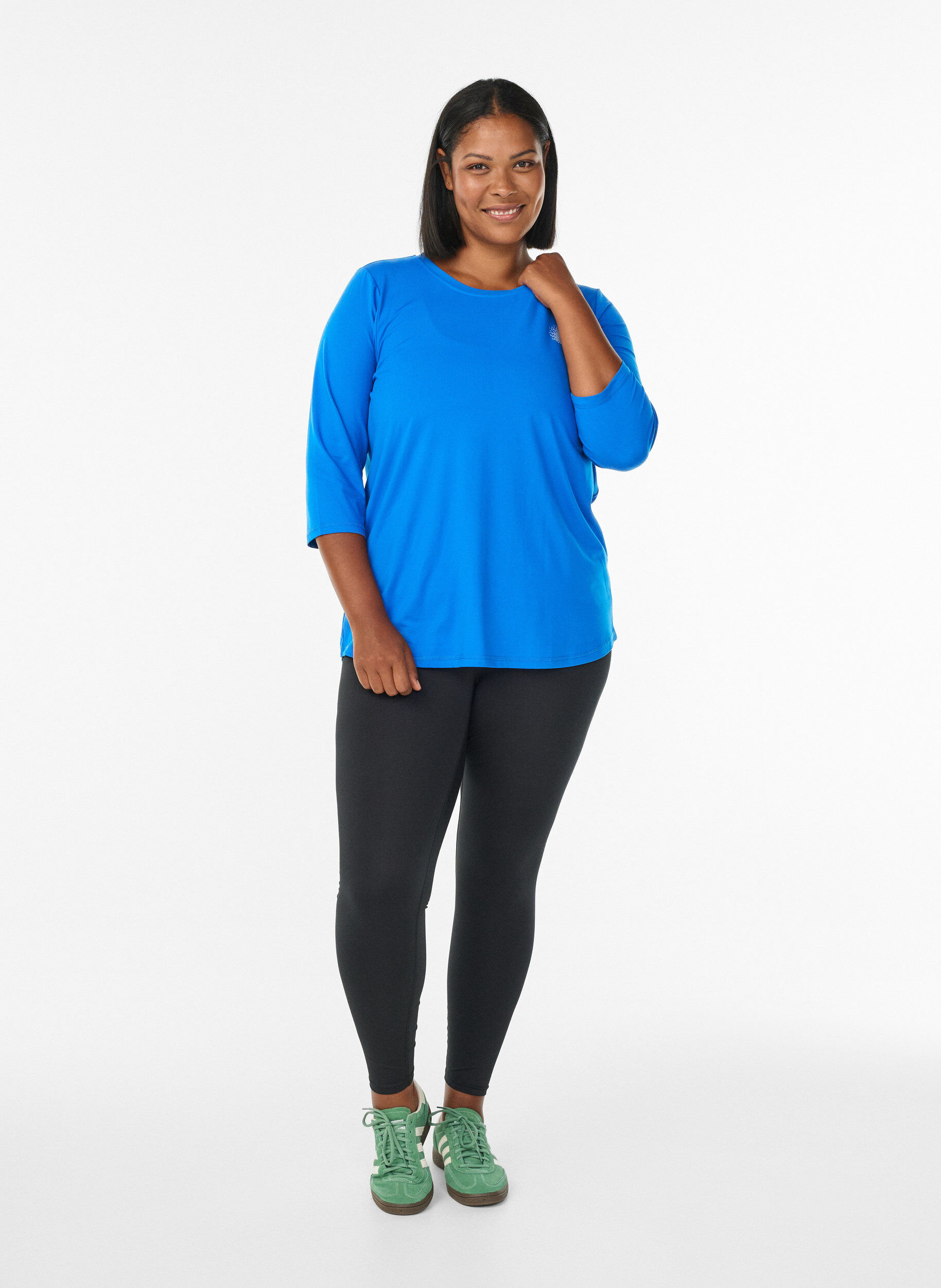 ZizzifashionWorkout top with 3/4 sleeves, Blue, Model image number 1