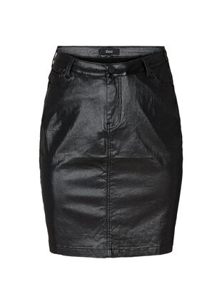 Close-fitting sparkly skirt with a slit, Black w/glitter, Packshot image number 0