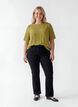 Short-sleeved woven blouse with round neck, Green, Model image number 1