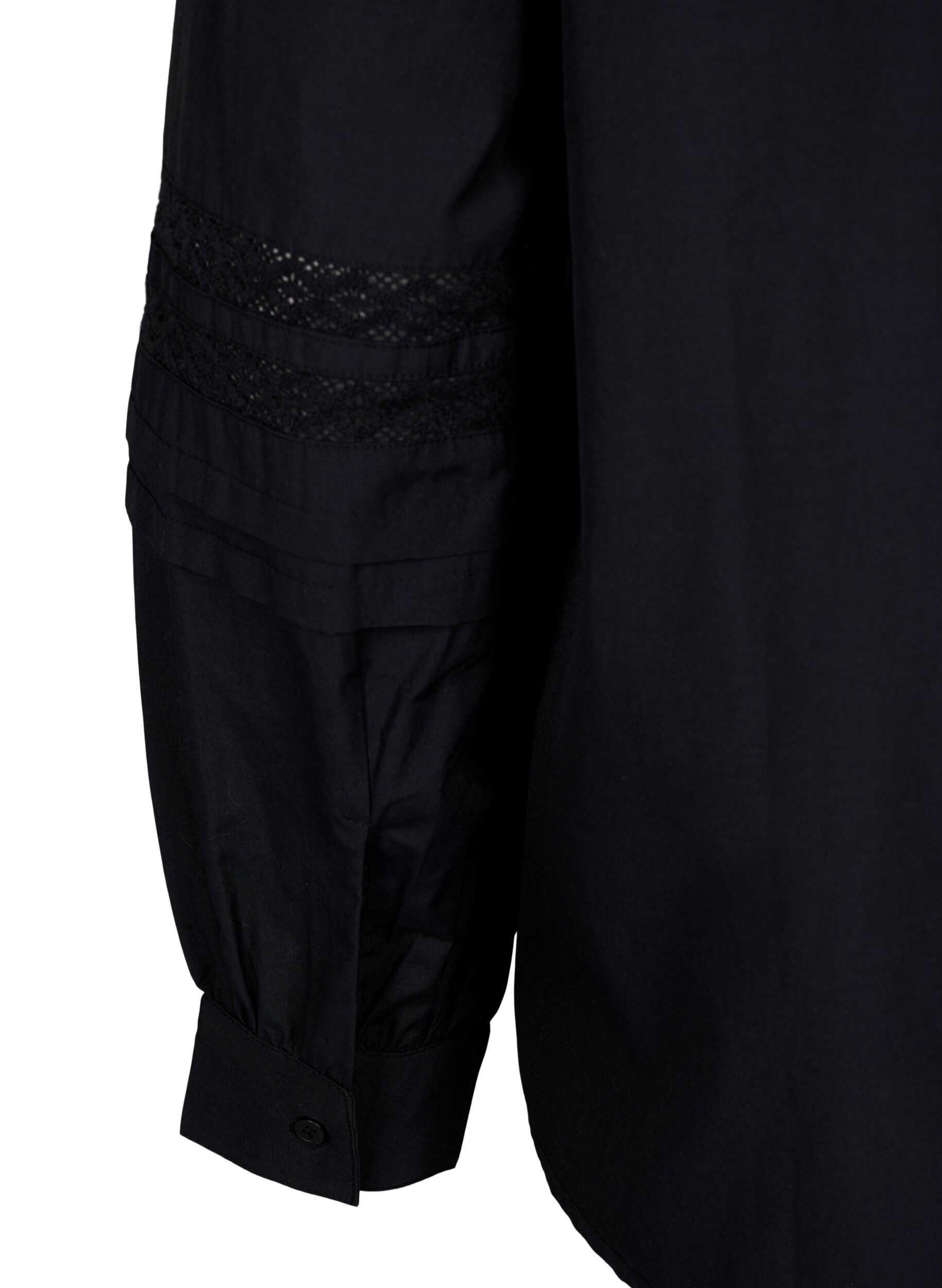 Zizzifashion Blouse with ruffles and lace trim, Black, Packshot image number 3