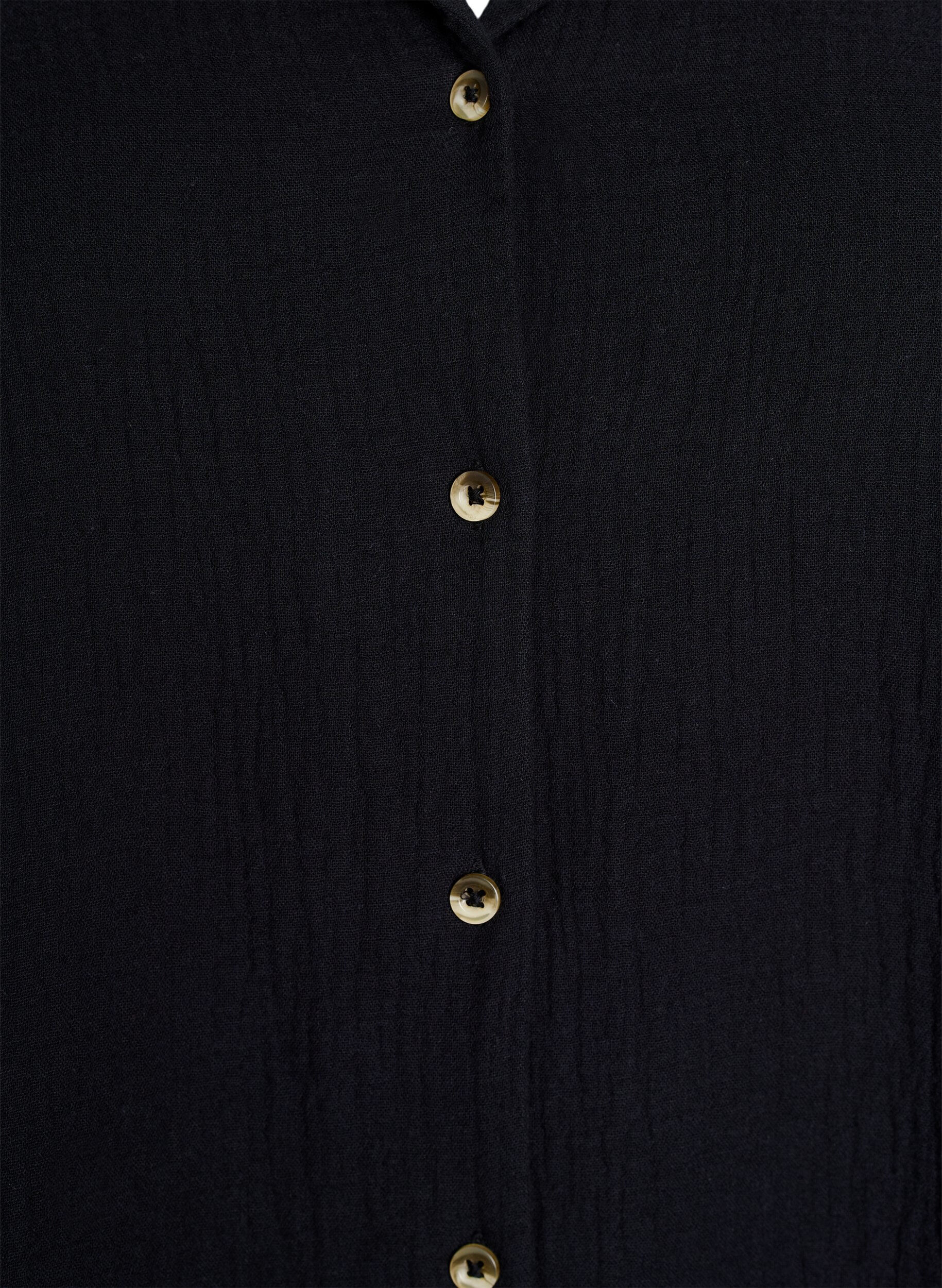 Zizzifashion Short-sleeved shirt in cotton muslin, Black, Packshot image number 2