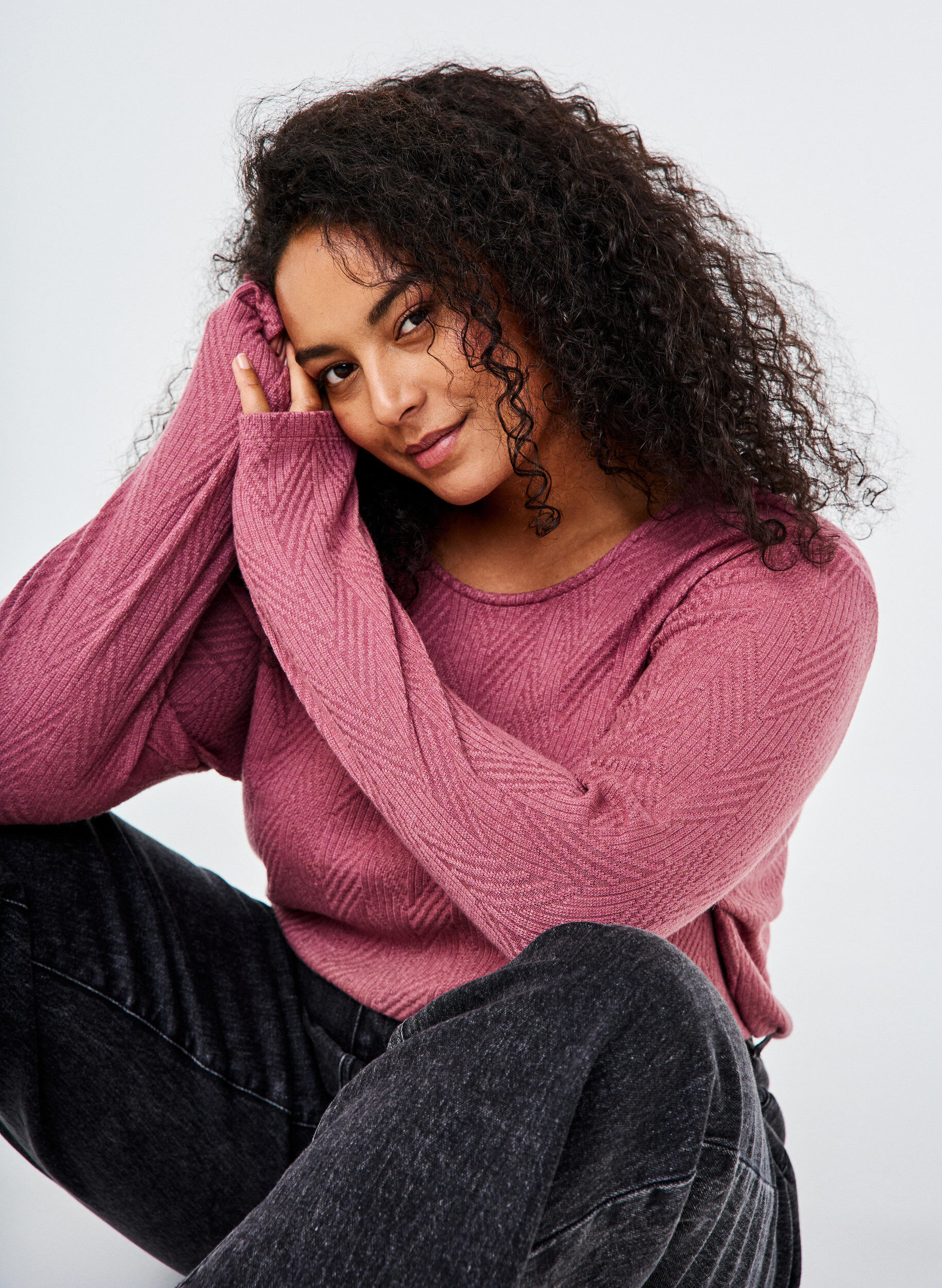 Zizzifashion Patterned blouse with long sleeves, Brown, Image image number 0