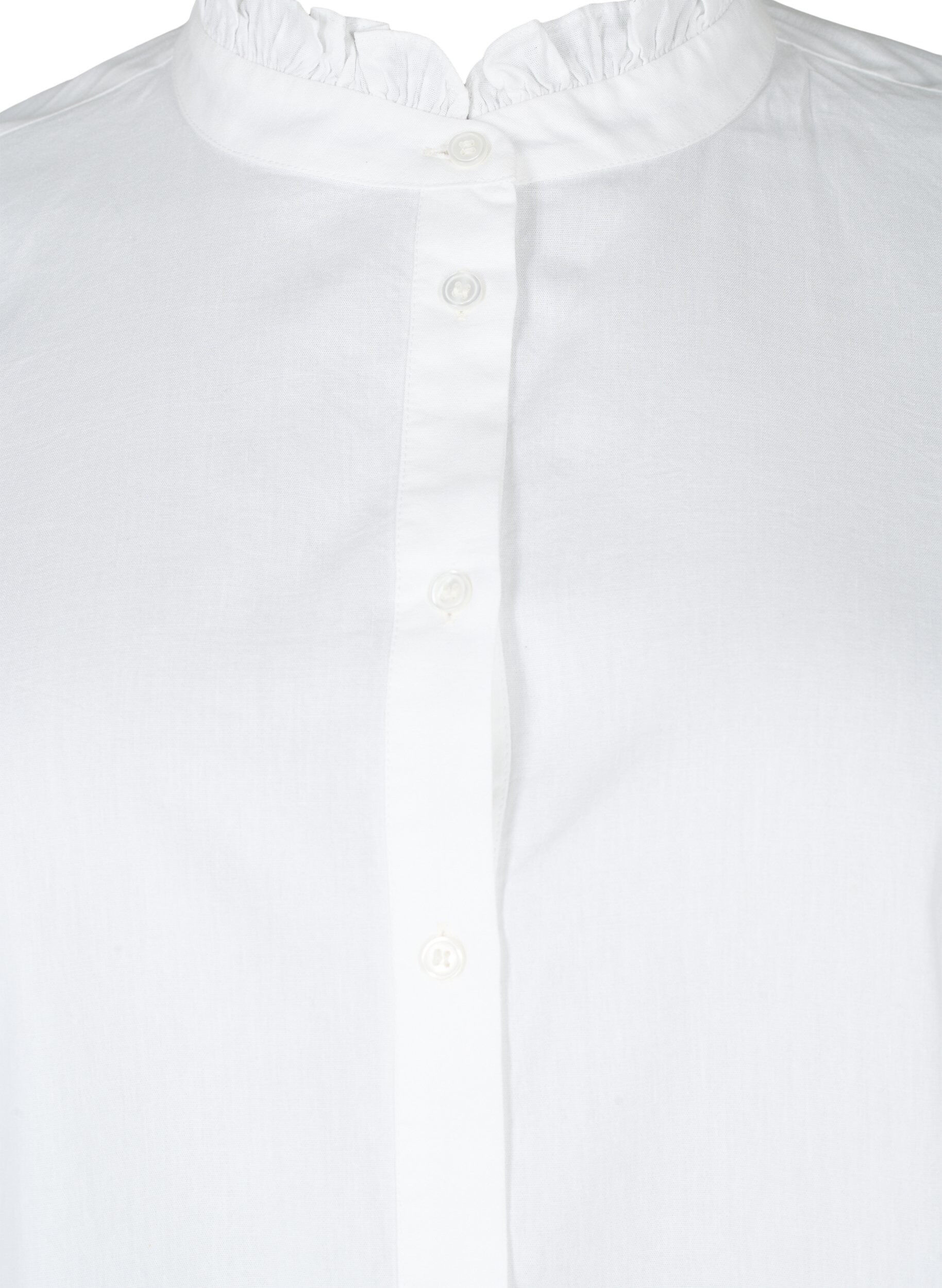 Zizzifashion Shirt blouse with ruffle collar and crochet band, Bright White, Packshot image number 2