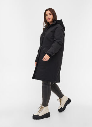 Waterproof winter jacket with a hood and pockets, Black, Model image number 3