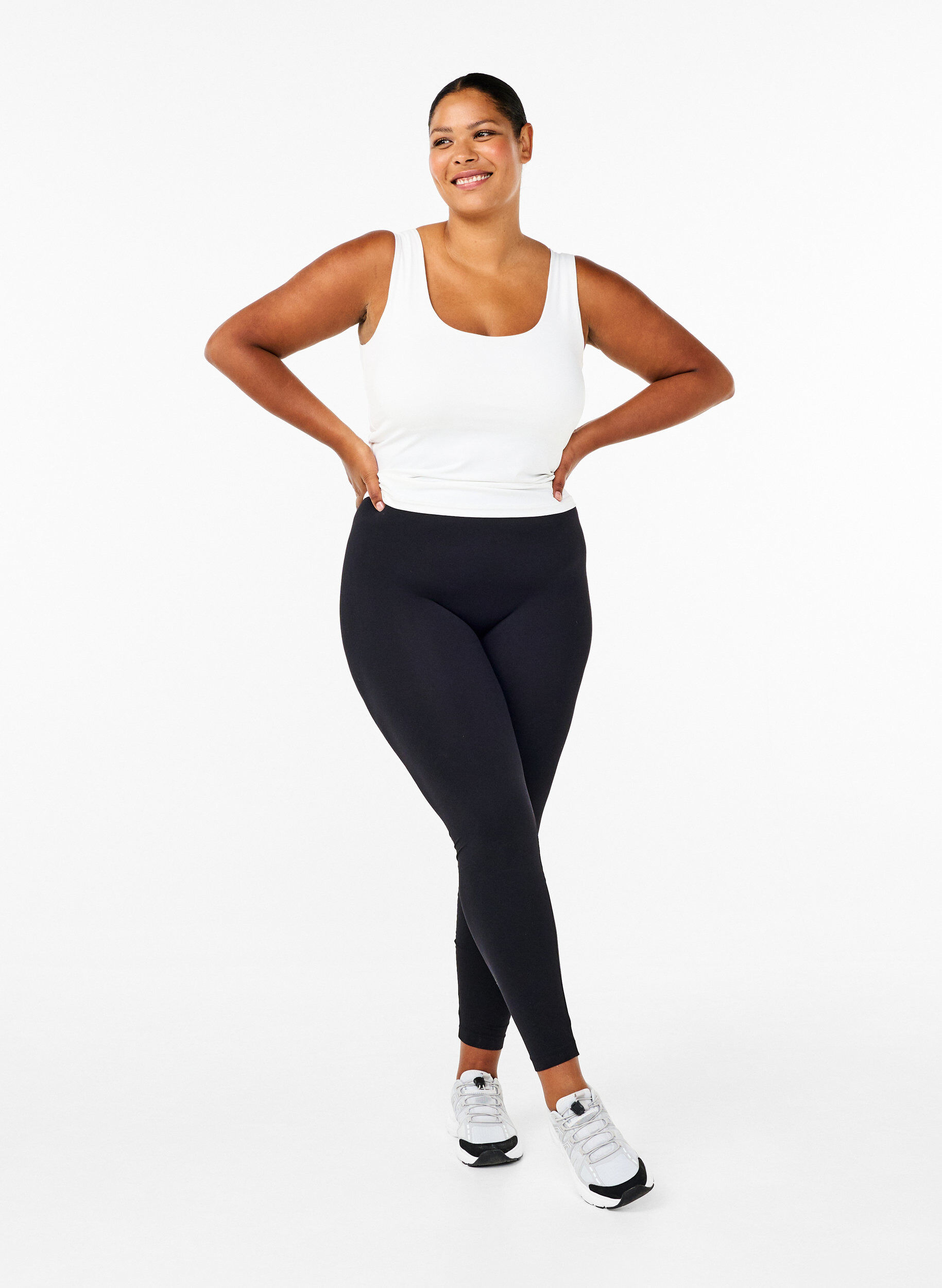 ZizzifashionSeamless basic leggings, Black, Model image number 1