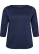 Basic T-shirt with boat neck and 3/4 sleeves, Blue, Packshot image number 0