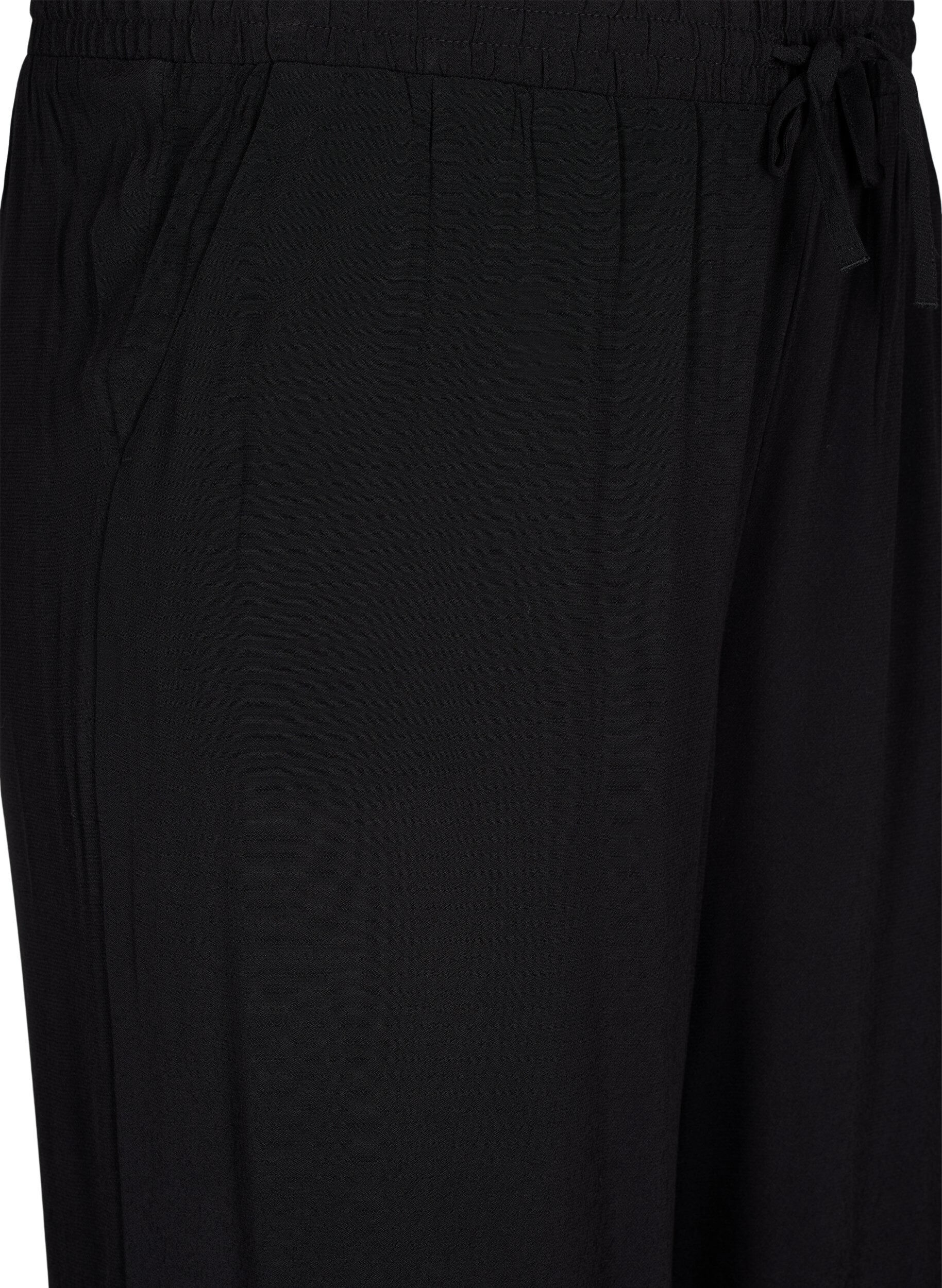 Zizzifashion Loose viscose pants with pockets, Black, Packshot image number 2