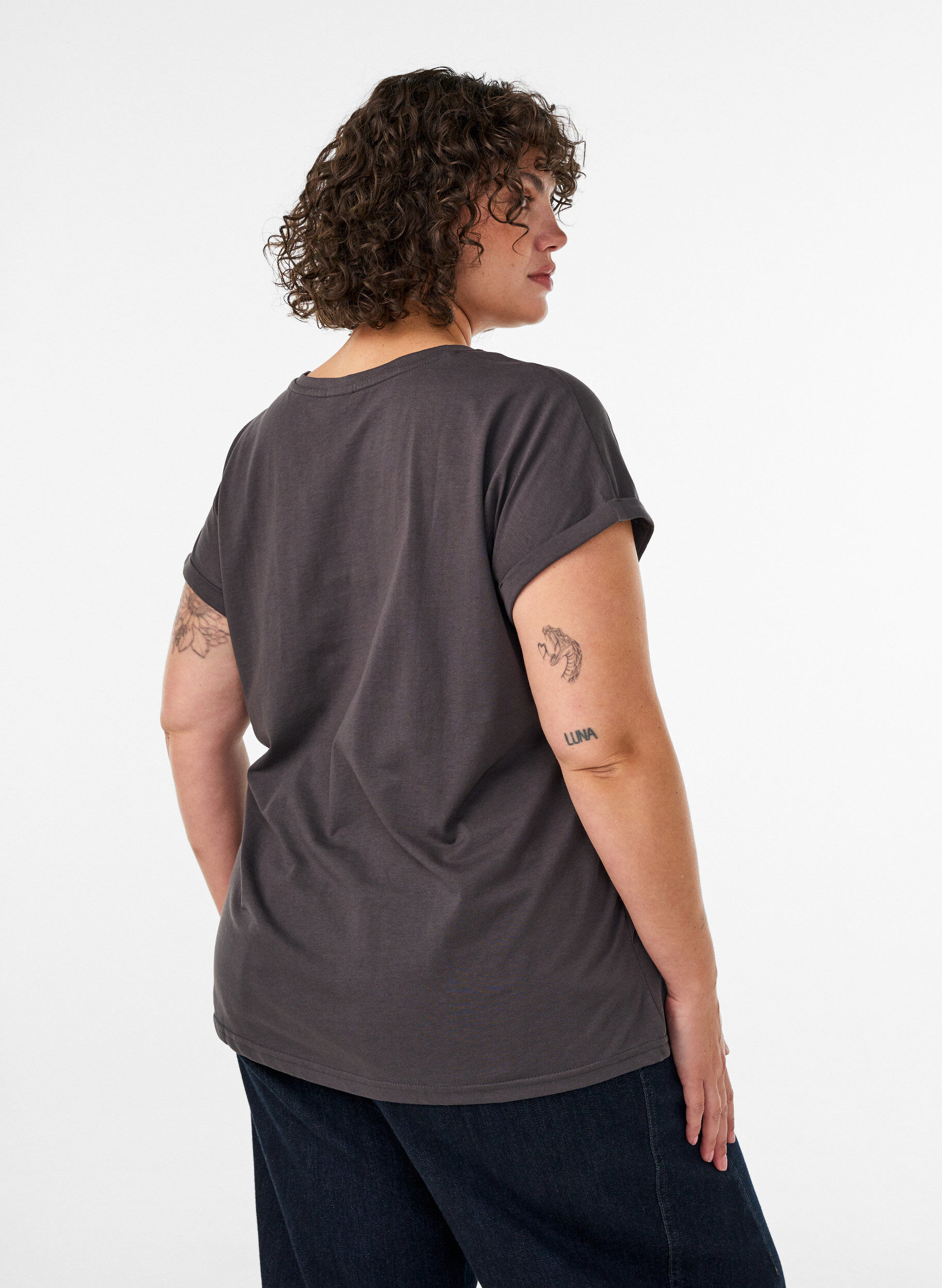 ZizzifashionT-shirt with decorative front print, Dark Grey, Model image number 2