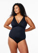 Swimsuit with v-neck and embroidery, Black, Model image number 0
