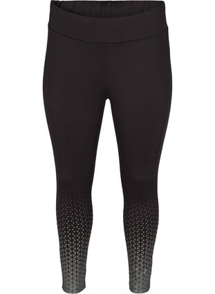 Gym leggings with print and 7/8 length, Black, Packshot image number 0