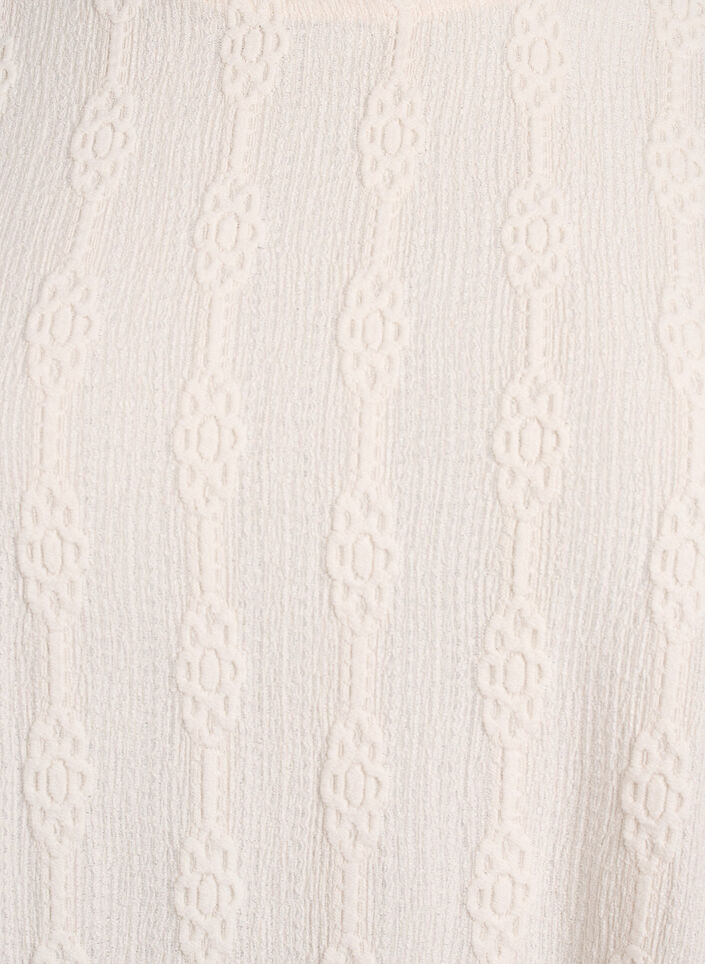 Blouse with a textured pattern and short sleeves, Beige, Packshot image number 2