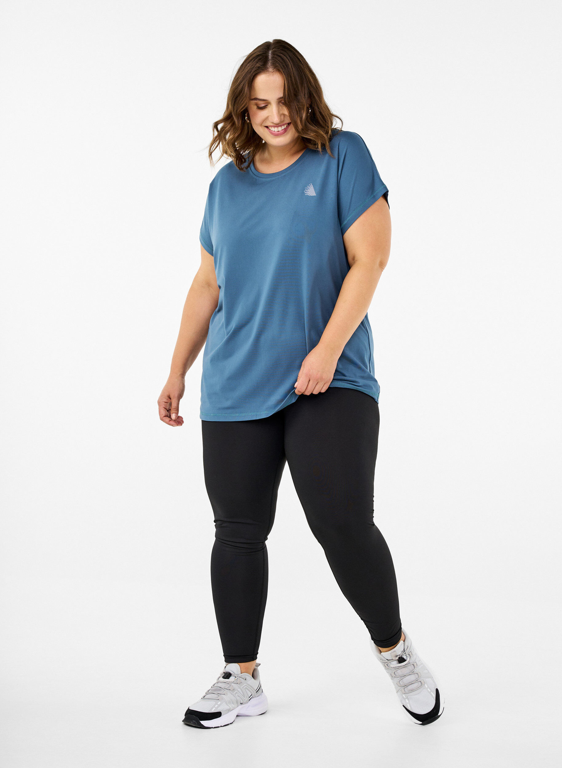 Zizzifashion Solid-coloured workout T-shirt, Petrol, Model image number 1