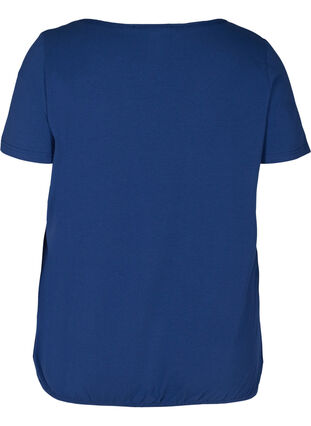Short-sleeved t-shirt with a round neck and lace trim, Twilight Blue, Packshot image number 1