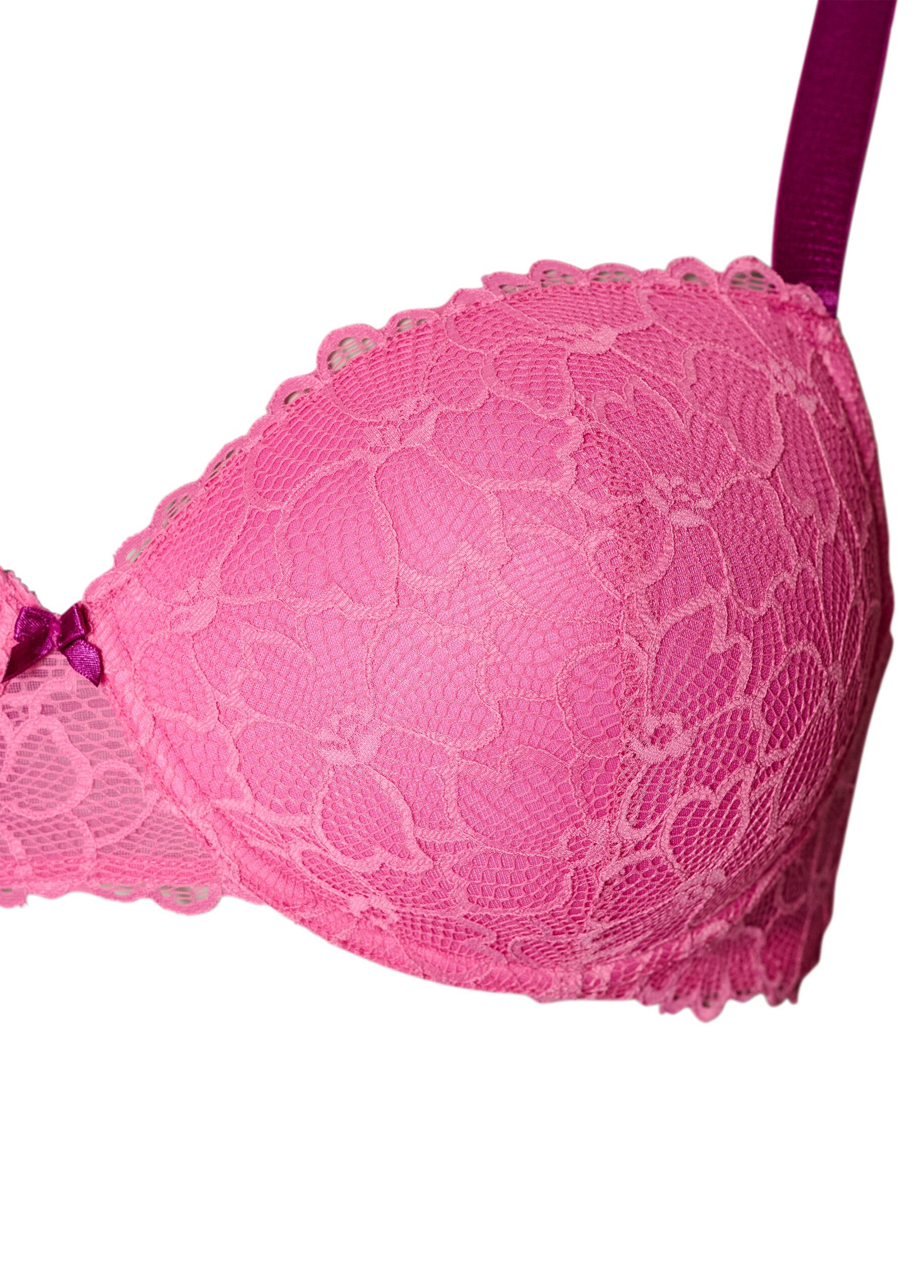 Zizzifashion Bra with lace and moulded cups, Pink, Packshot image number 2