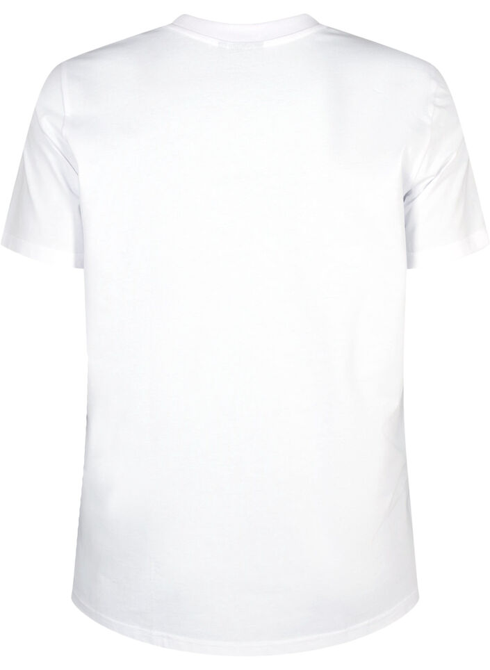 Basic cotton T-shirt with round neck, White, Packshot
