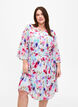 Printed pleated dress with waist tie, White/MultiFlowerAOP, Model image number 0