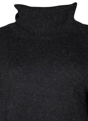 Melange knitted poncho with turtleneck, Dark Grey Melange, Packshot image number 2
