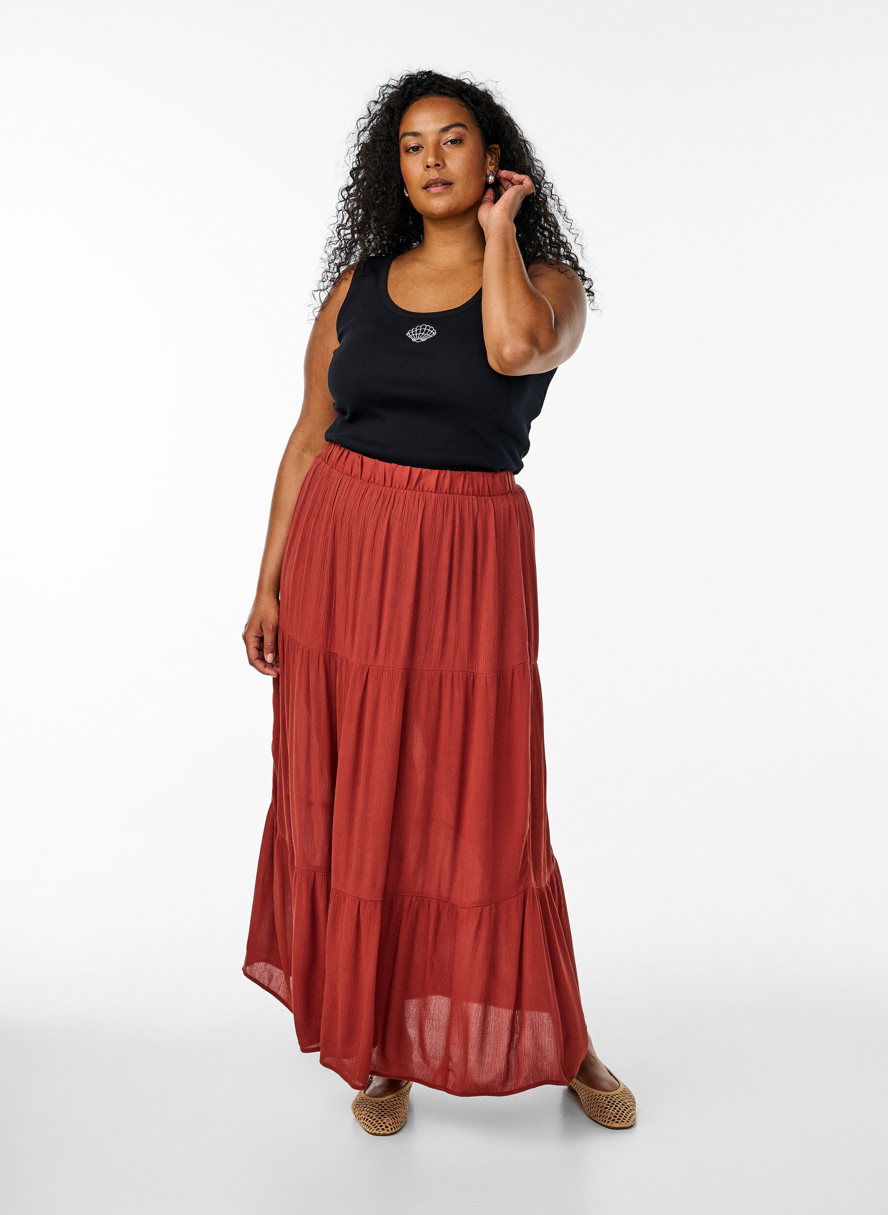 Zizzifashion Fitted top with motif, Black, Model image number 1