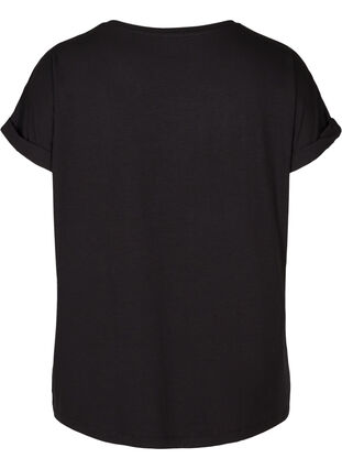 Round neck t-shirt made from a viscose mix, Black, Packshot image number 1