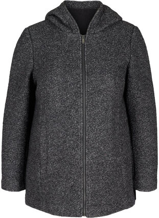 Short marled jacket with wool, Dark Grey Melange, Packshot image number 0