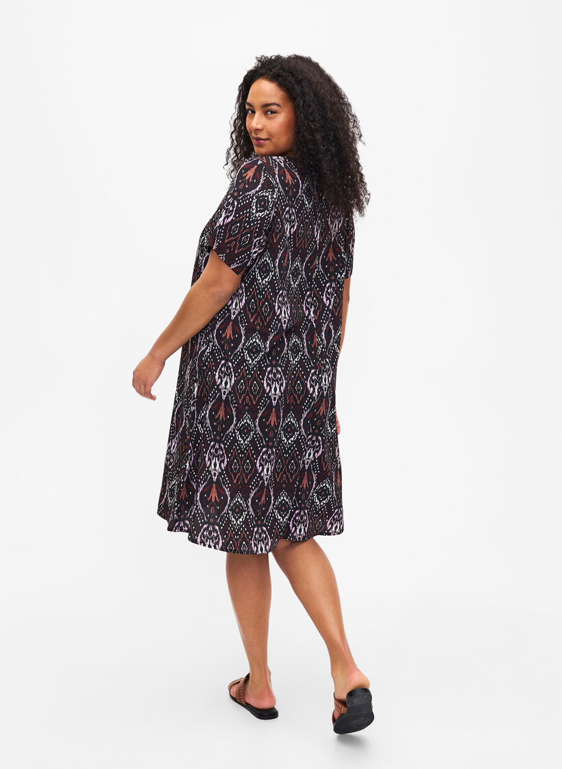 FLASH - V-neck dress with print, Black Rose Ethnic, Model image number 1