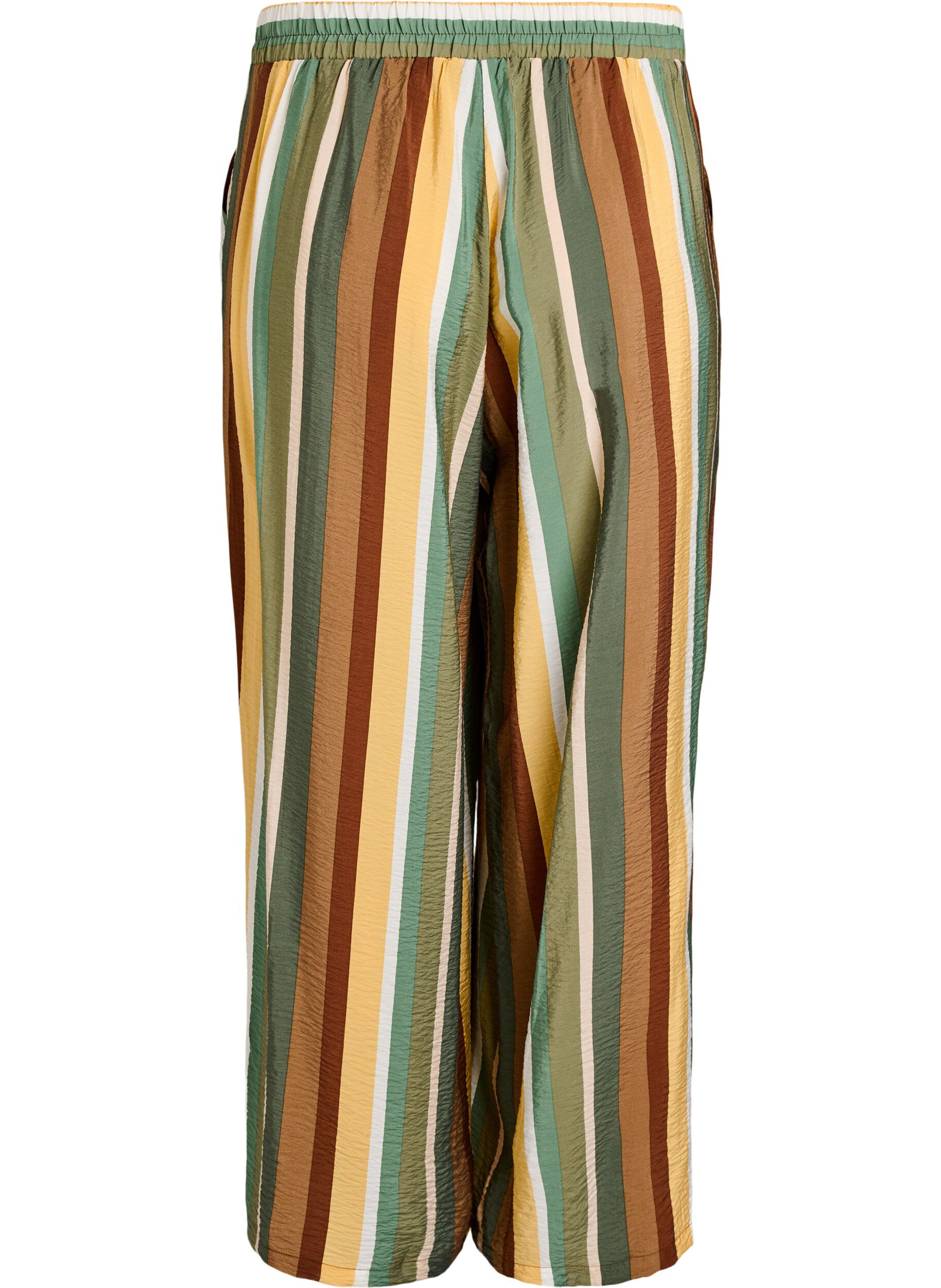 Zizzifashion Loose viscose trousers with stripes, Brown, Packshot image number 1