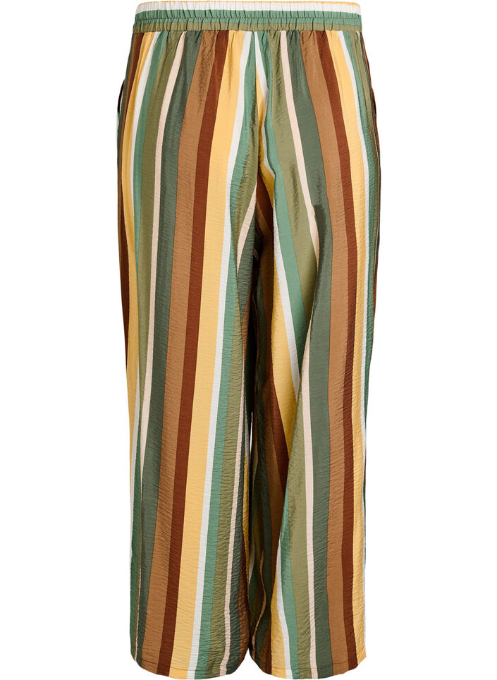Loose viscose trousers with stripes, Brown, Packshot image number 1