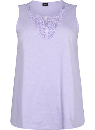 Sleeveless top in cotton, Lavender, Packshot image number 0