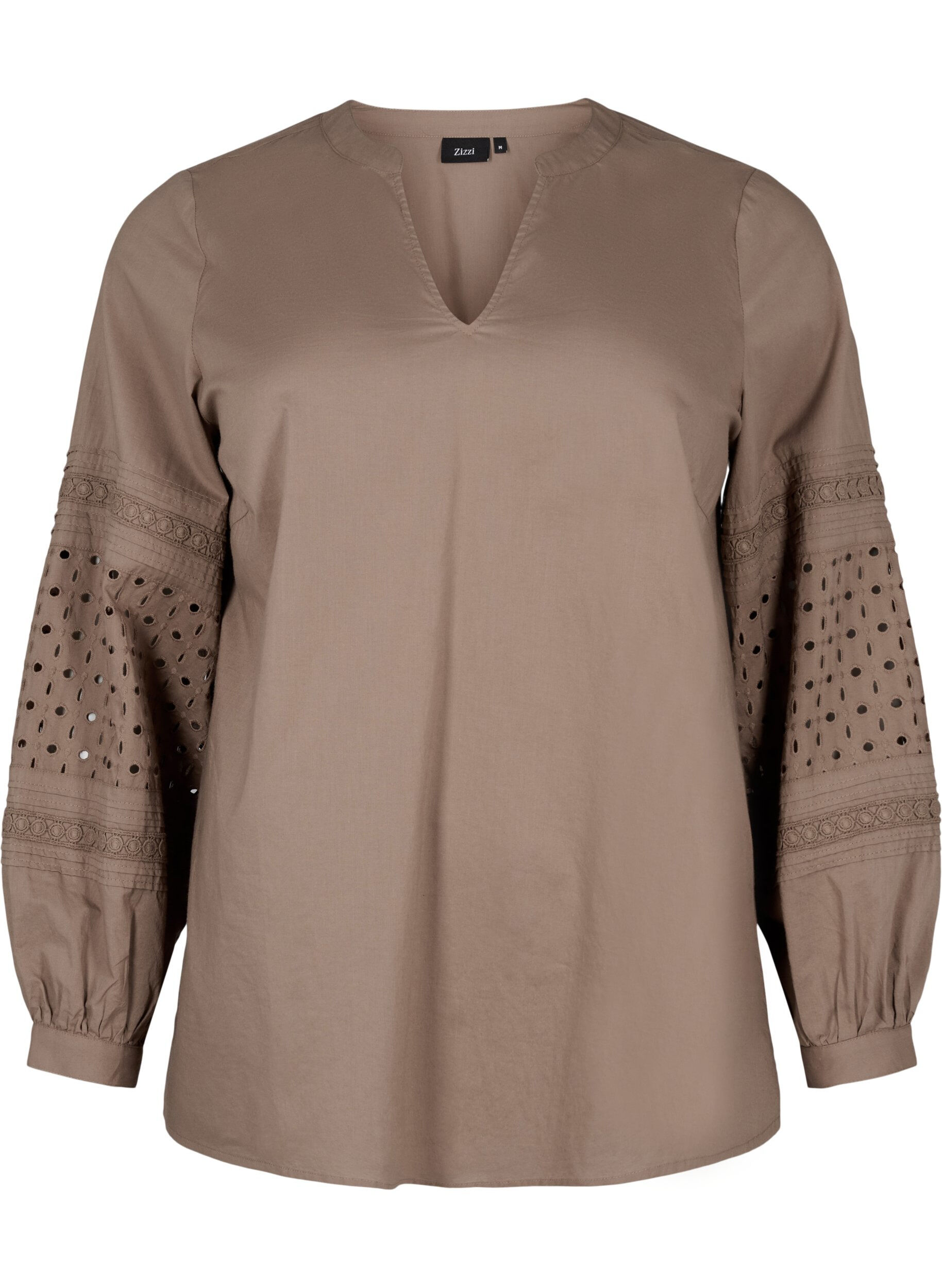 Zizzifashion Long sleeve blouse with decorative details, Caribou, Packshot image number 0
