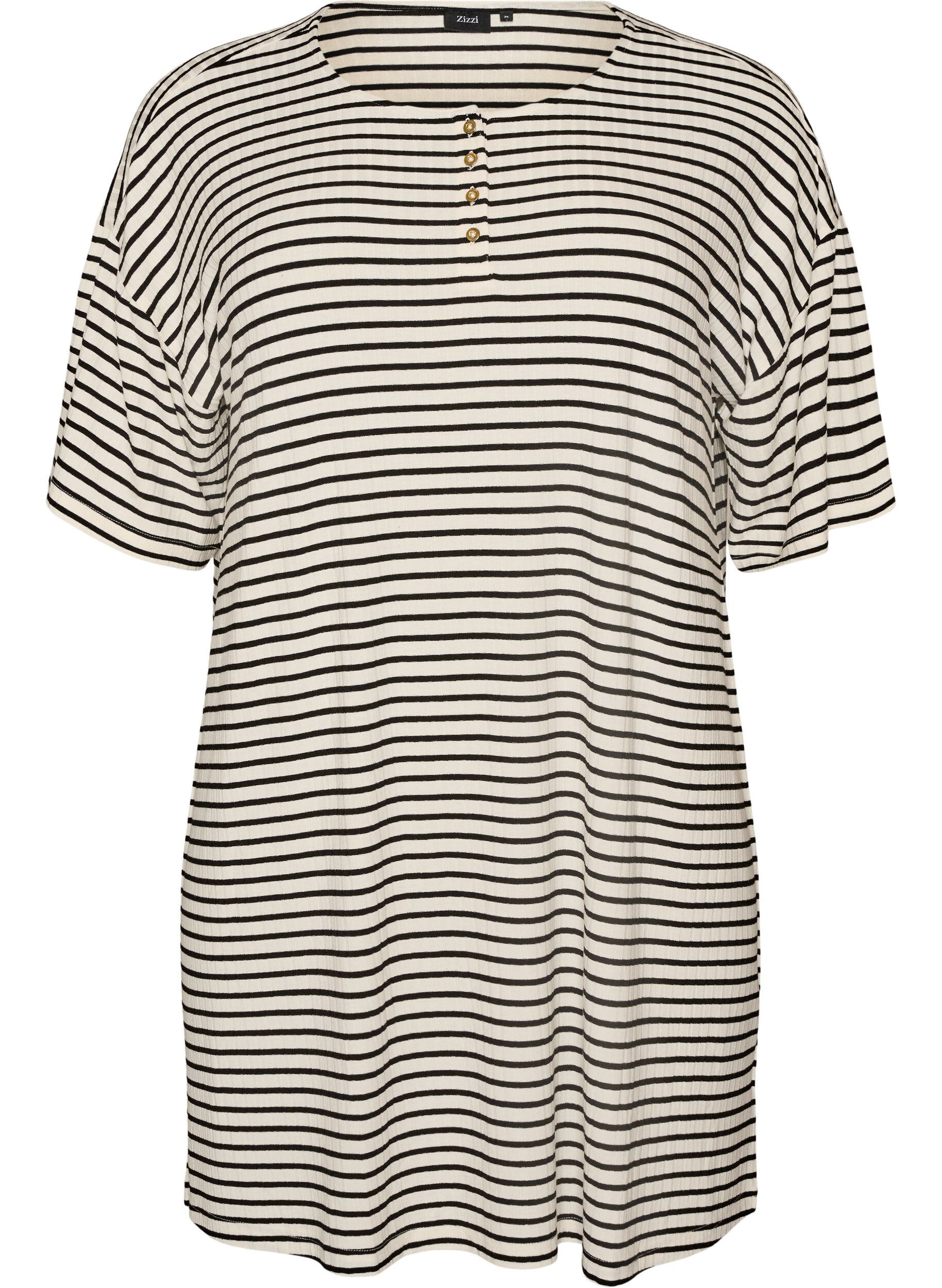 ZizzifashionStriped nightgown in viscose jersey, Vanilla, Packshot image number 0