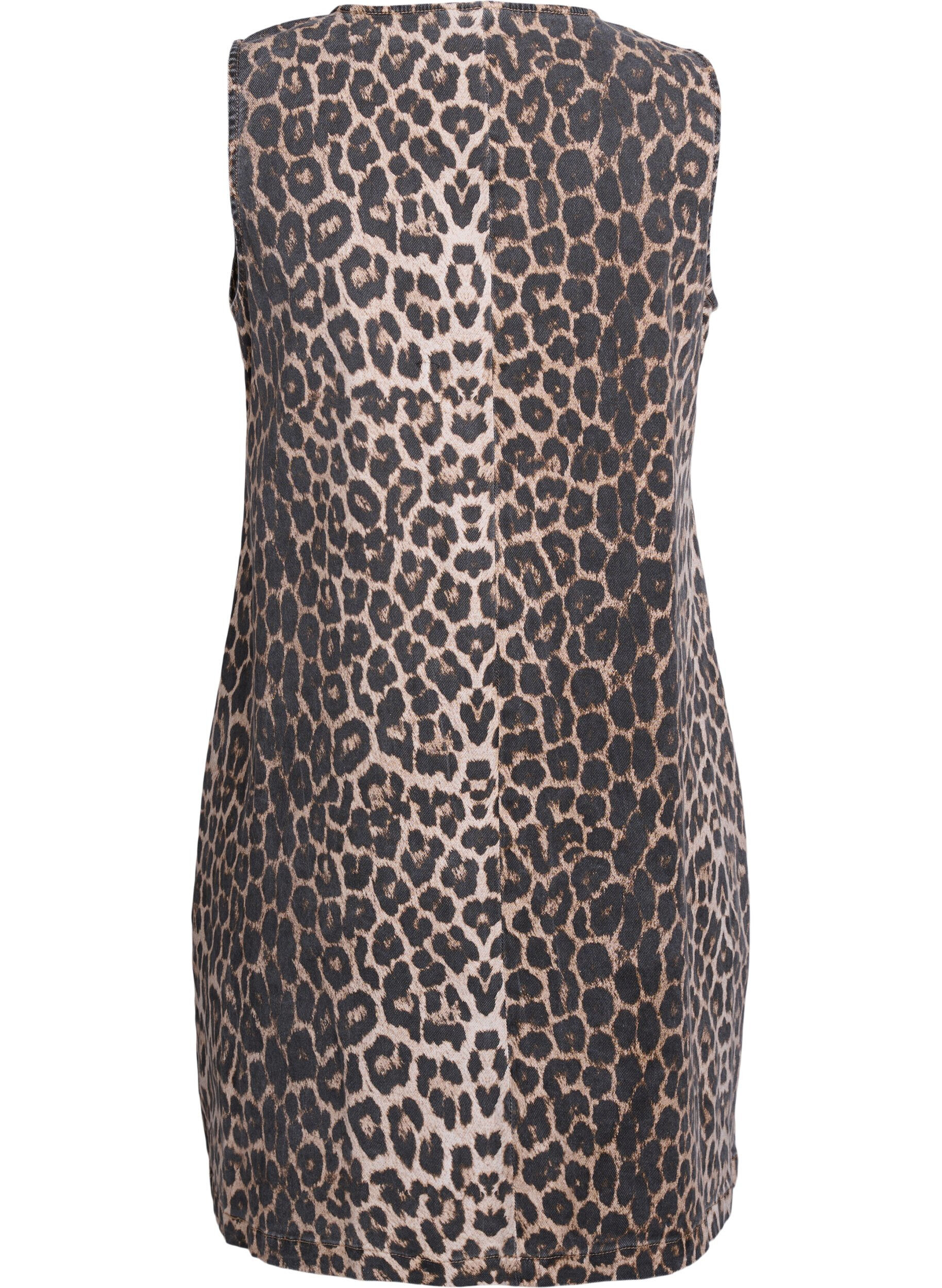 Zizzifashion Pinafore dress with pockets and leopard print, Brown, Packshot image number 1