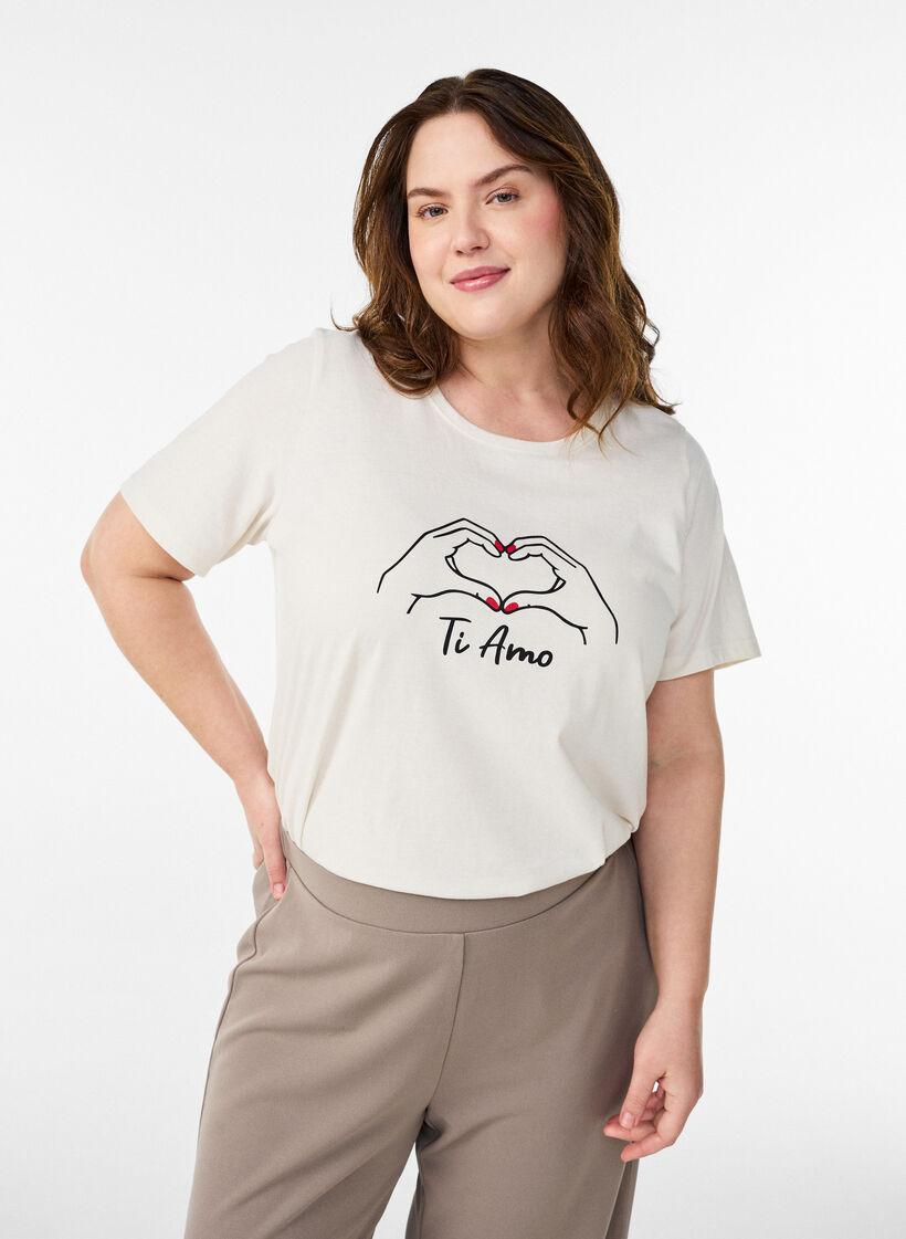 T-shirt with motif, White, Model image number 0