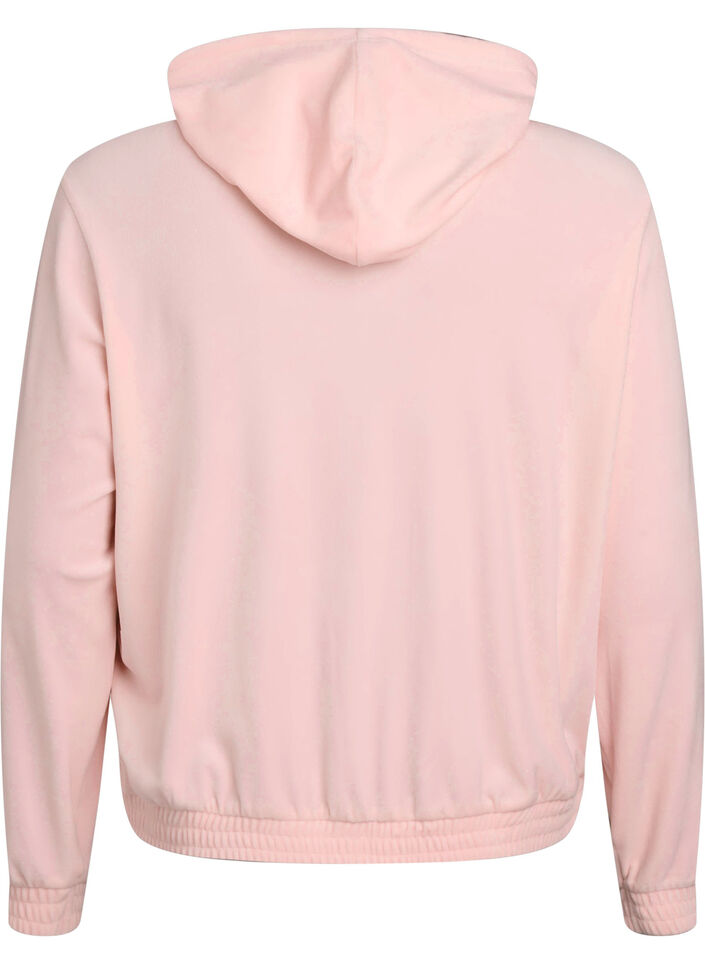 Soft velour hoodie with zipper, Rose, Packshot image number 1