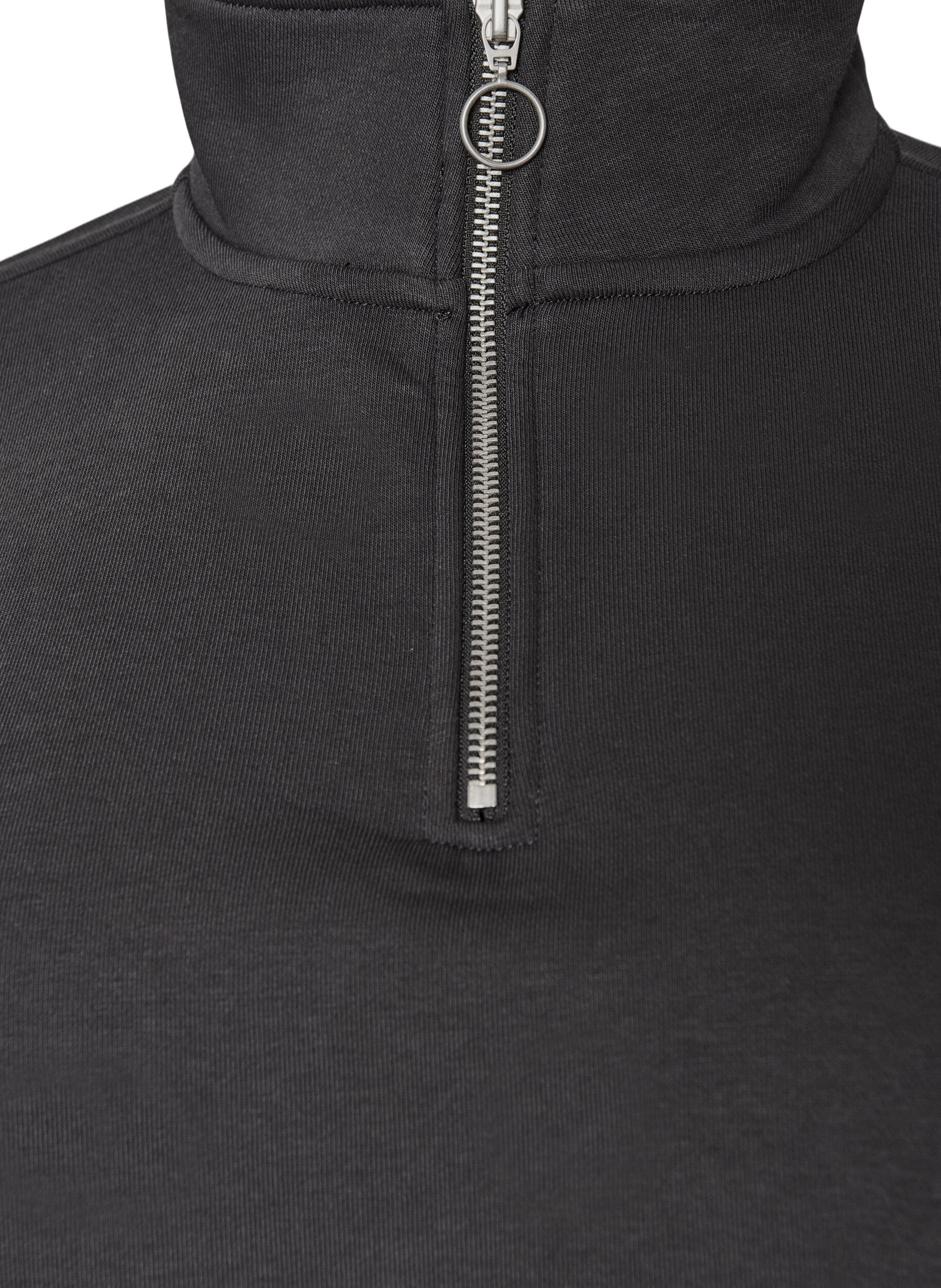 ZizzifashionSweatshirt with teddy sleeves and a high neck, Dark Grey, Packshot image number 2