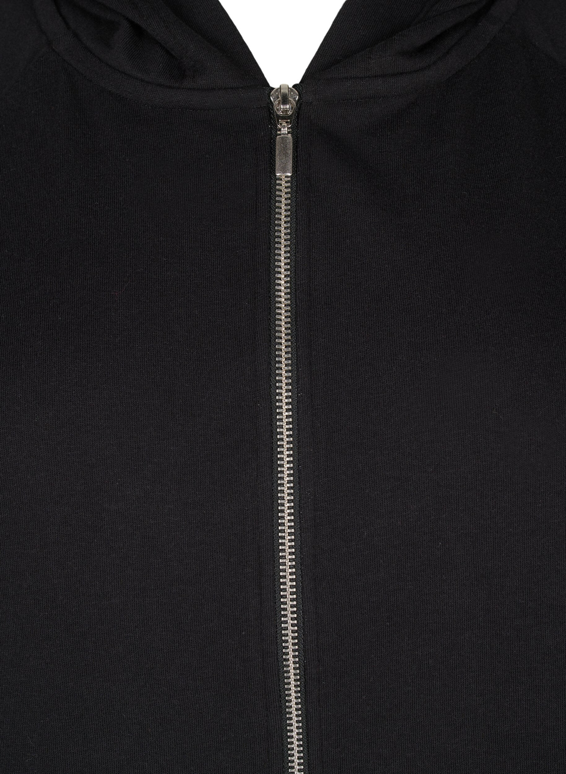 Zizzifashion Hooded sweat cardigan with pockets, Black, Packshot image number 2