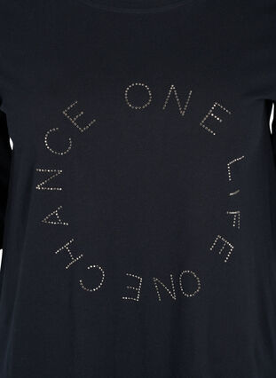 Organic cotton t-shirt with 2/4-length sleeves, Black, Packshot image number 2