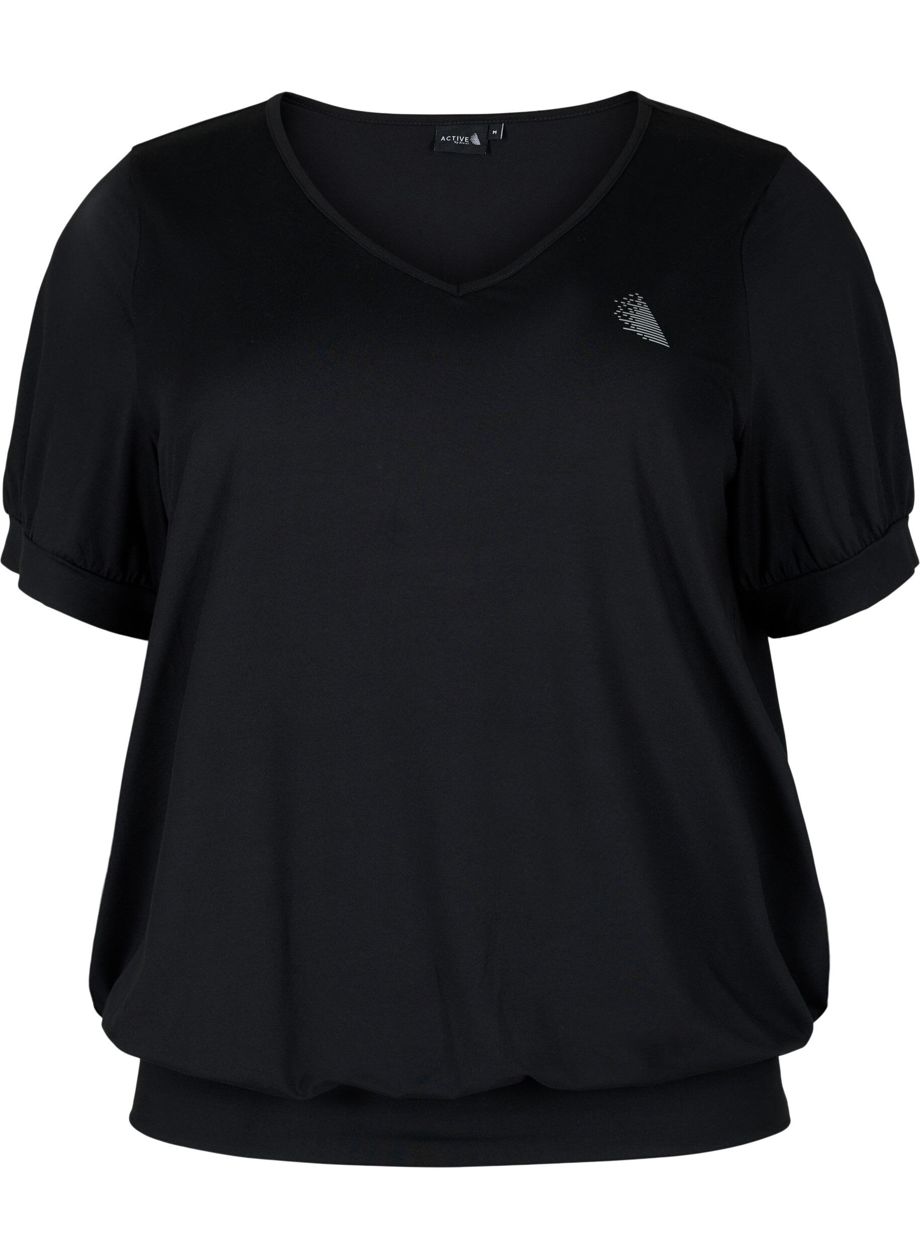 Zizzifashion Plain workout t-shirt with v-neck, Black, Packshot image number 0