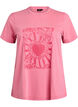 T-shirt in organic cotton with a cool print, Rose, Packshot image number 0