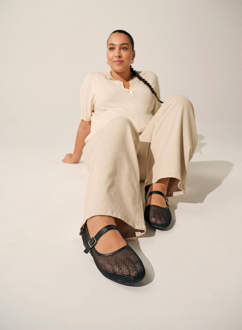 Mesh ballerina with strap, Black, Image image number 0