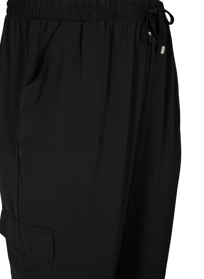 Solid coloured trousers with large pockets, Black, Packshot image number 2